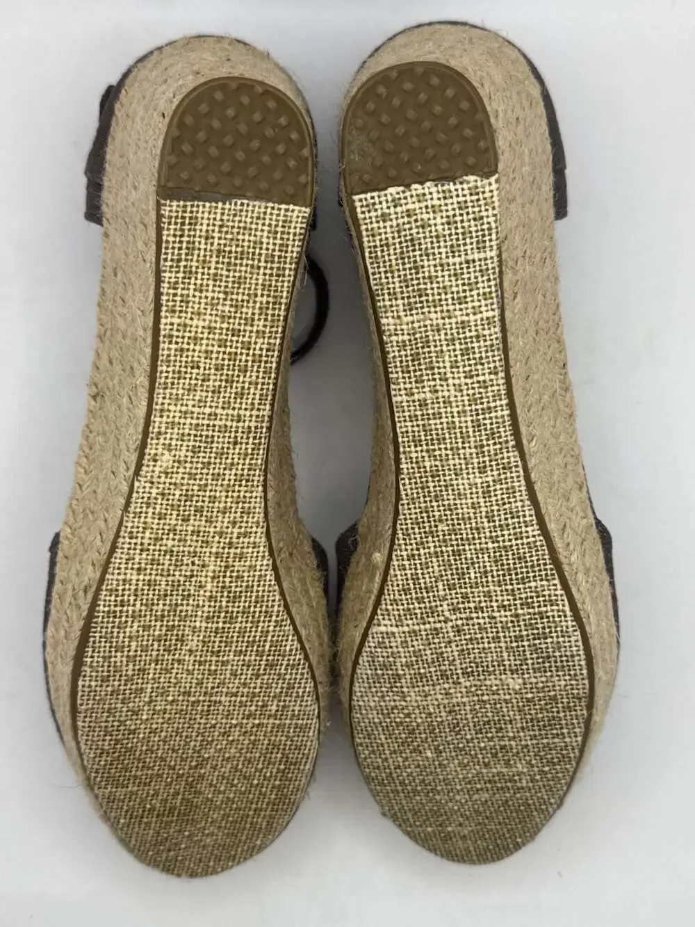 NWOTB TOMS Linen Platform Sandal Espadrille Wedges Blue Size 8W
